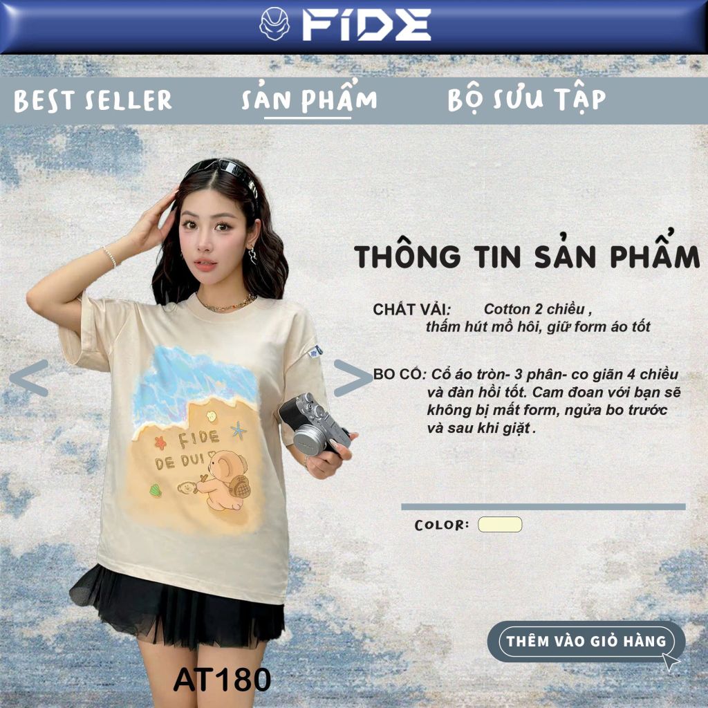 Áo thun FIDE JoyBear unisex form rộng local brand cổ tròn oversize Summer - AT180