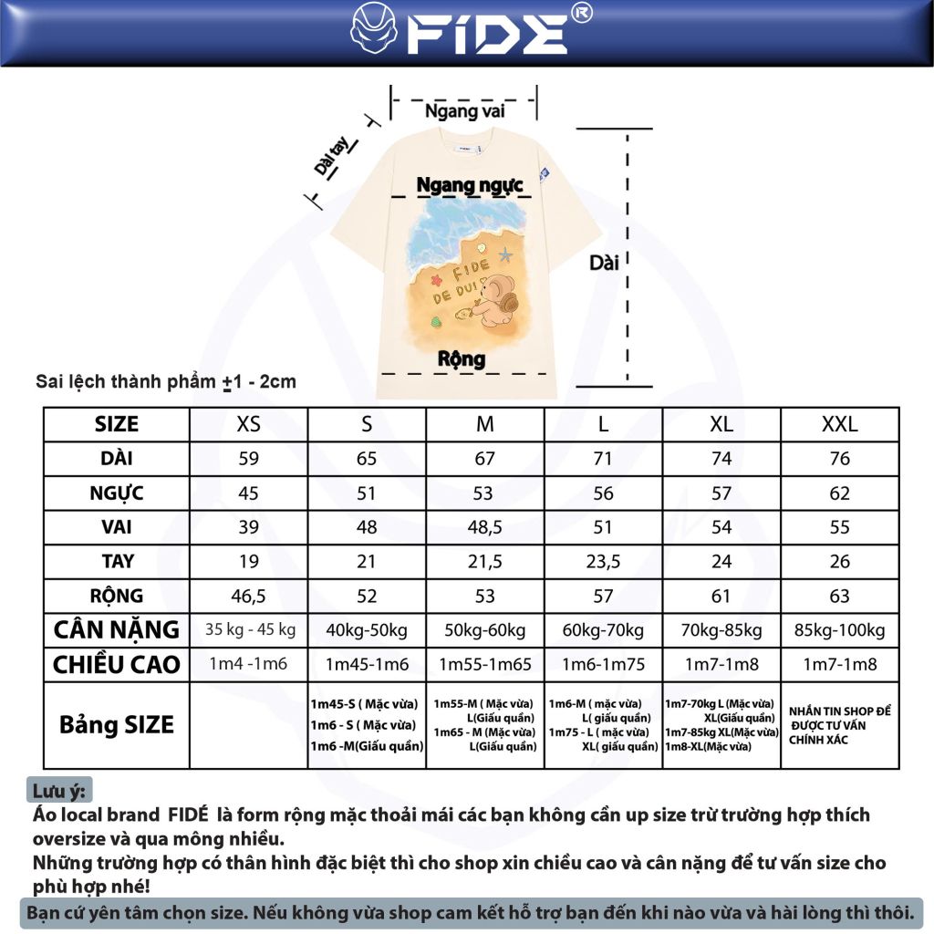 Áo thun FIDE JoyBear unisex form rộng local brand cổ tròn oversize Summer - AT180