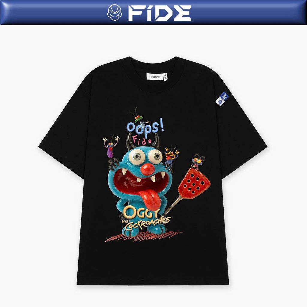 Áo thun FIDE Oggy unisex form rộng đính gấu local brand cổ tròn oversize- AT186