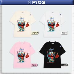 Áo thun FIDE Oggy unisex form rộng đính gấu local brand cổ tròn oversize- AT186