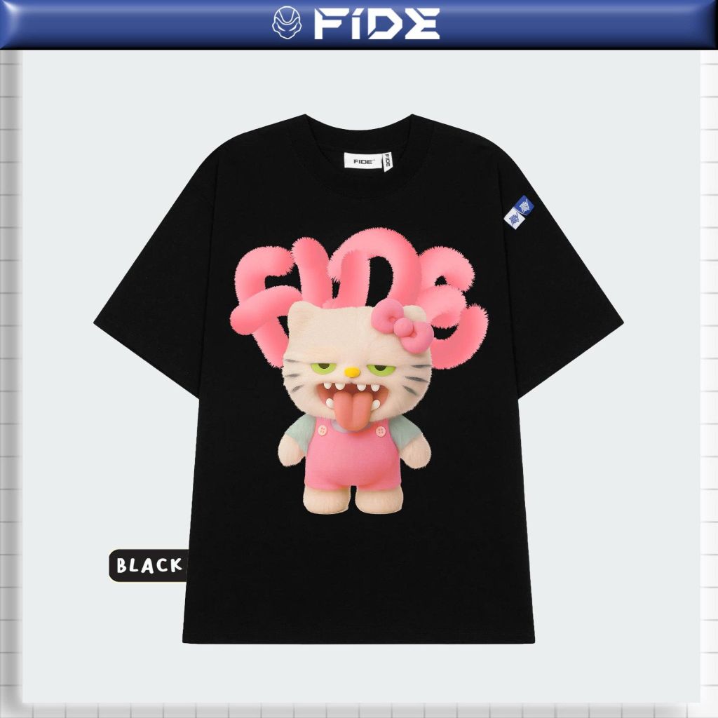 Áo thun FIDE Hello Kitty unisex form rộng local brand nam nữ cổ tròn oversize - AT197