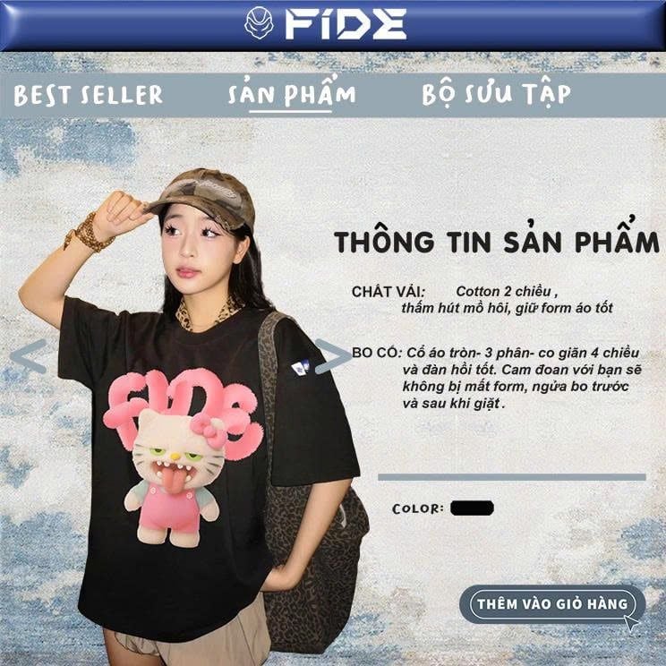 Áo thun FIDE Hello Kitty unisex form rộng local brand nam nữ cổ tròn oversize - AT197