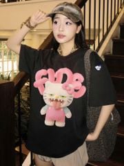 Áo thun FIDE Hello Kitty unisex form rộng local brand nam nữ cổ tròn oversize - AT197