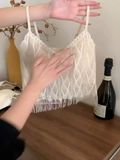  Áo 2 Dây Len Dệt Kim Có Mút Đệm 