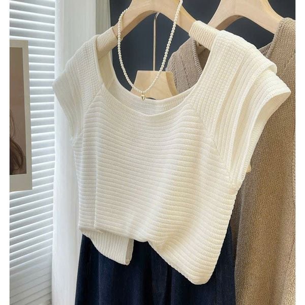  Áo Len Nữ Dệt Kim Tay Ngắn 