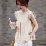  Áo kiểu sát nách form rộng viền bèo tay 