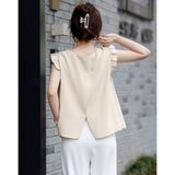  Áo kiểu sát nách form rộng viền bèo tay 