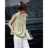  Áo kiểu sát nách form rộng viền bèo tay 