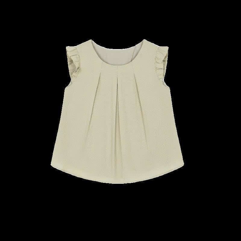  Áo kiểu sát nách form rộng viền bèo tay 