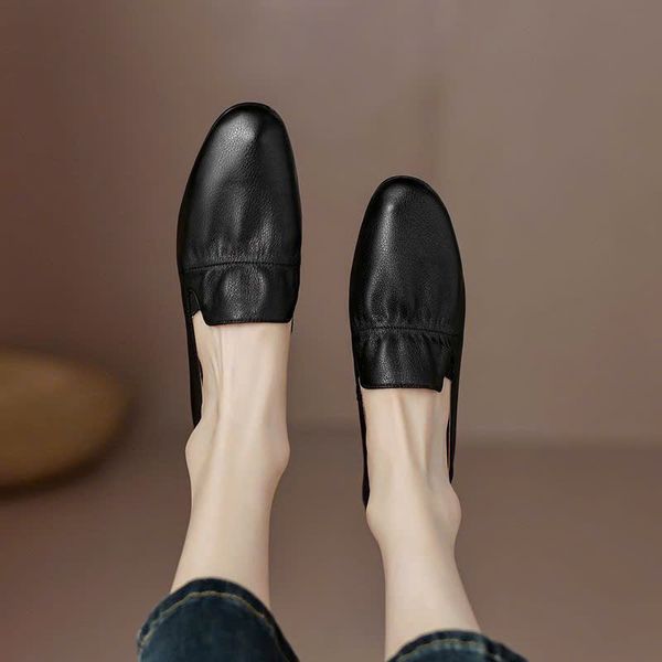  Giày Lười Da Mềm Đế Bằng Thời Trang 