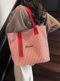  Túi Vải Tote Sọc Cỡ Lớn 