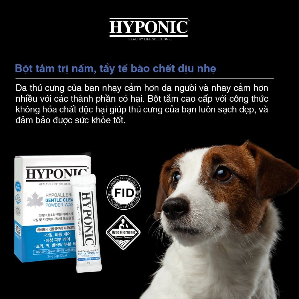  Bột tắm trị nấm, viêm da và tẩy da chết HYPONIC dành cho thú cưng 