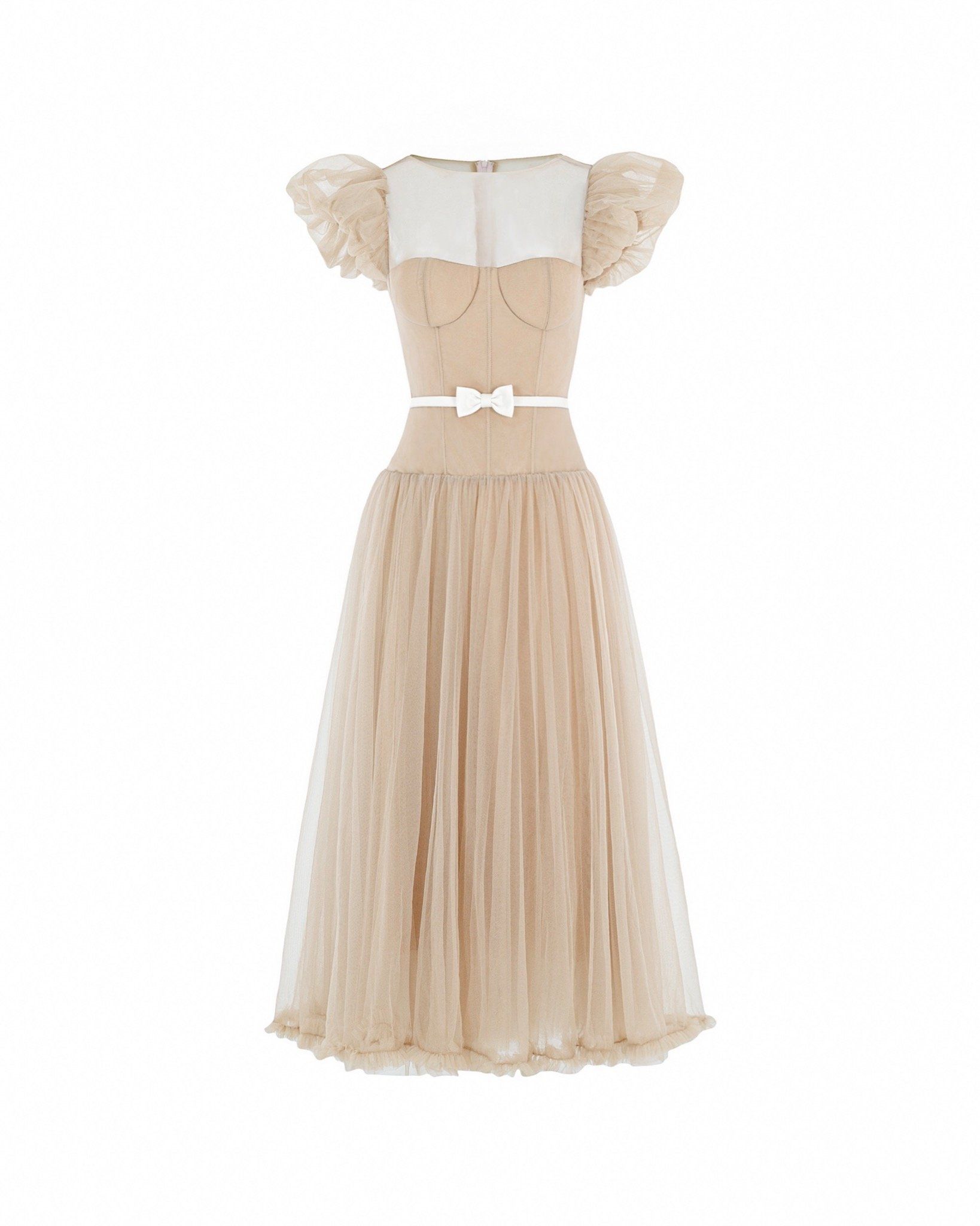  Lueur Dorée Corset Midi Dress 