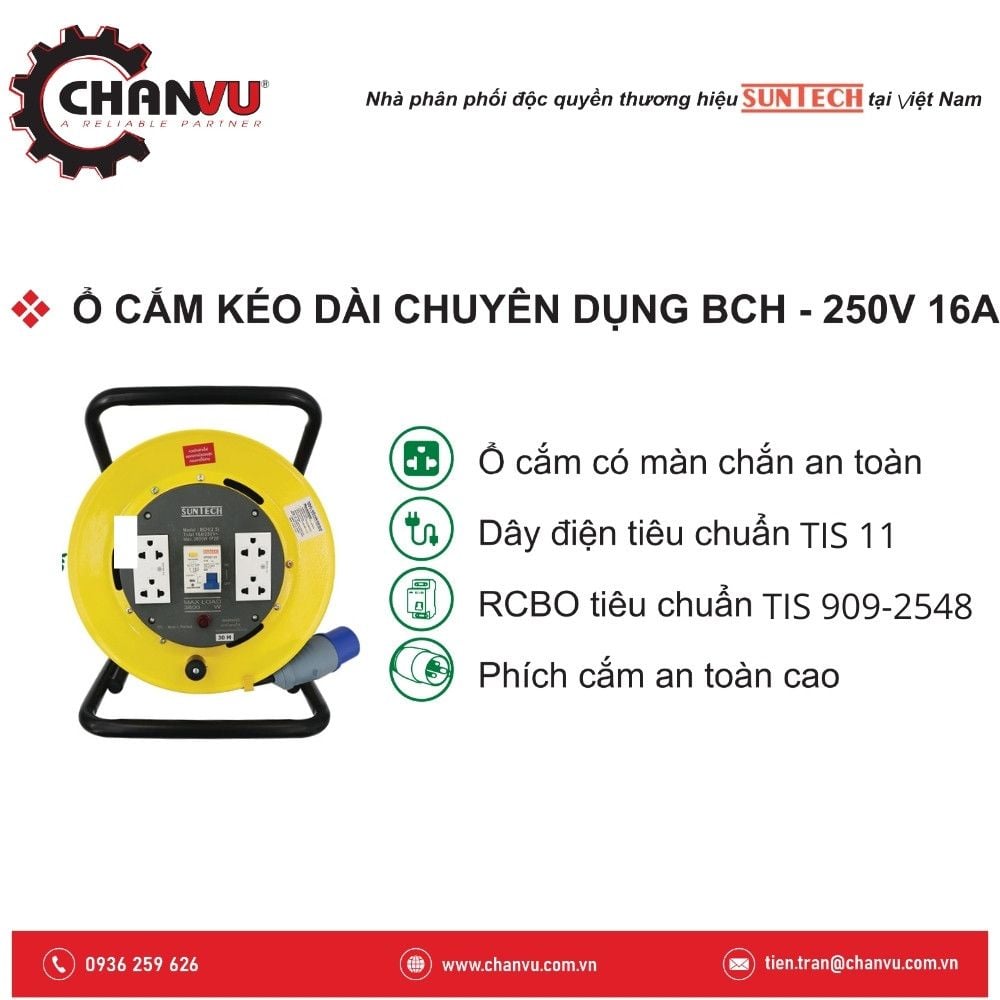  Ổ điện kéo dài Suntech có aptomat chống giật BCH1520 