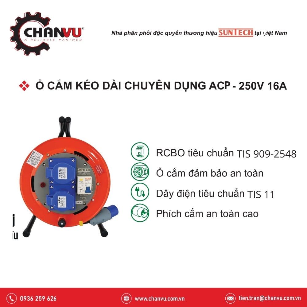  Ổ điện kéo dài Suntech có aptomat chống giật ACP2515 