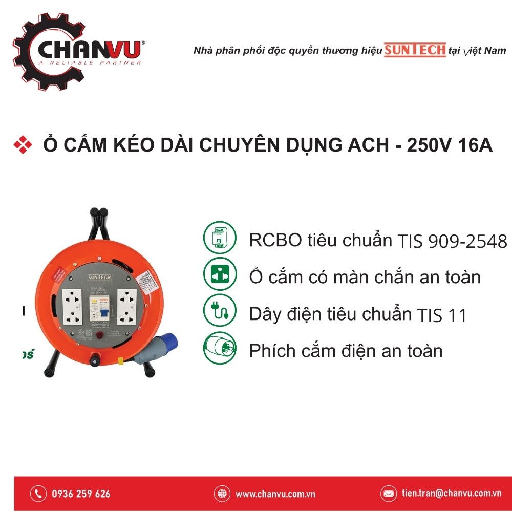  Ổ điện kéo dài Suntech có aptomat chống giật ACH2520 