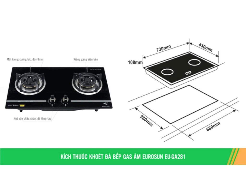 Bếp gas đôi 2 vùng nấu Eurosun EU-GA281