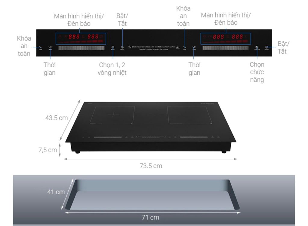 Bếp từ kết hợp hồng ngoại 2 vùng nấu Junger MTD-18