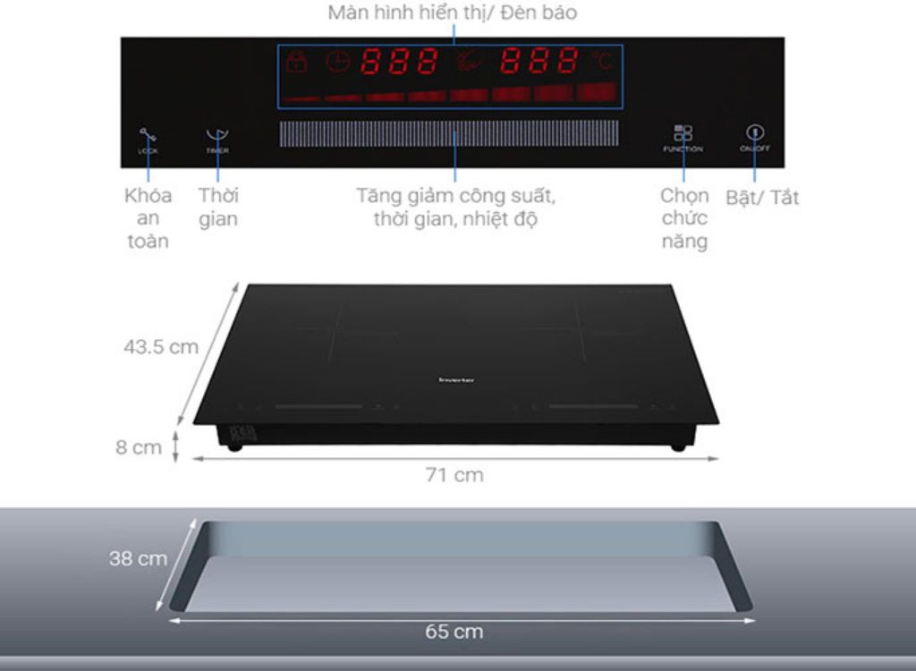 Bếp từ kết hợp hồng ngoại 2 vùng nấu Junger CEJ-203