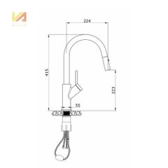 Vòi Rửa Bát Rút Dây Ponte Nickel Konox KN-PONTENICKEL