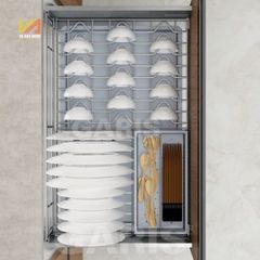 Giá Bát Đĩa Thìa Đũa Vách Hộp Nan Inox 304 Hình Oval Garis MD02.60V