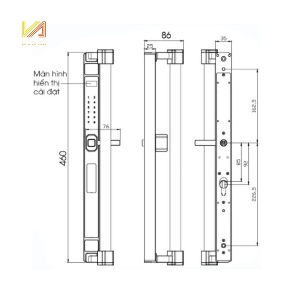 Khóa Thông Minh Vân Tay Hai Mặt Màu Xám Ánh Sao Demax SL808GS LUX REMOT