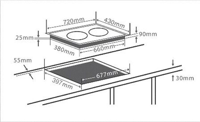Bếp từ kết hợp hồng ngoại 2 vùng nấu Chef's EH-MIX321