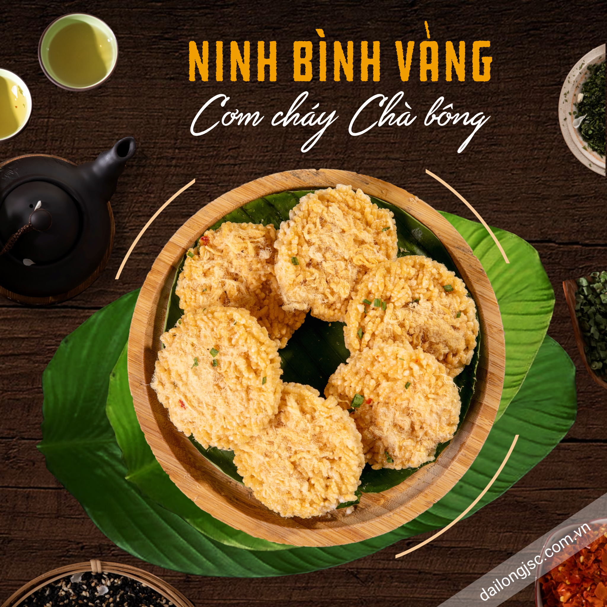  Cơm cháy Ninh Bình Vàng chà bông 45 g (3 gói x 15 g/ gói) 
