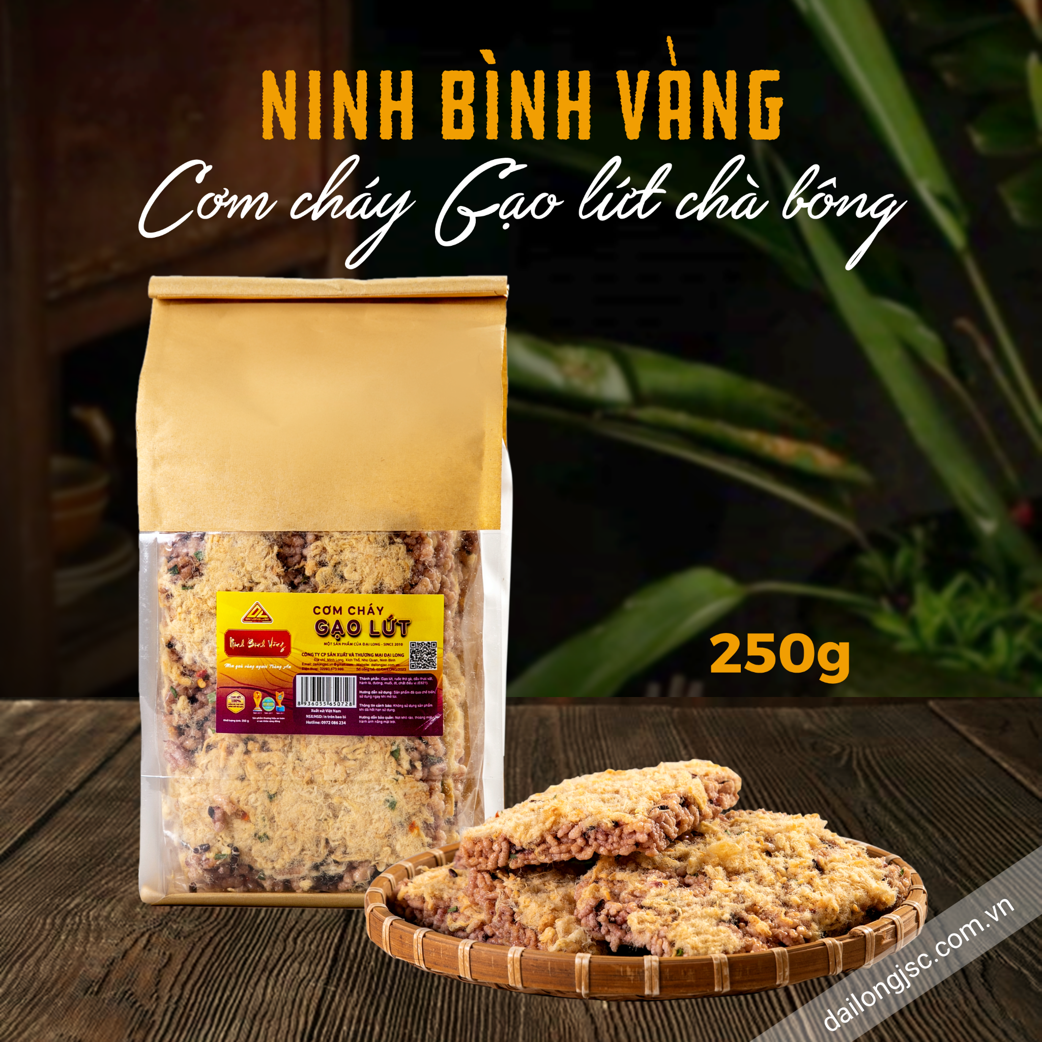  Cơm cháy Ninh Bình Vàng gạo lứt chà bông 250g 