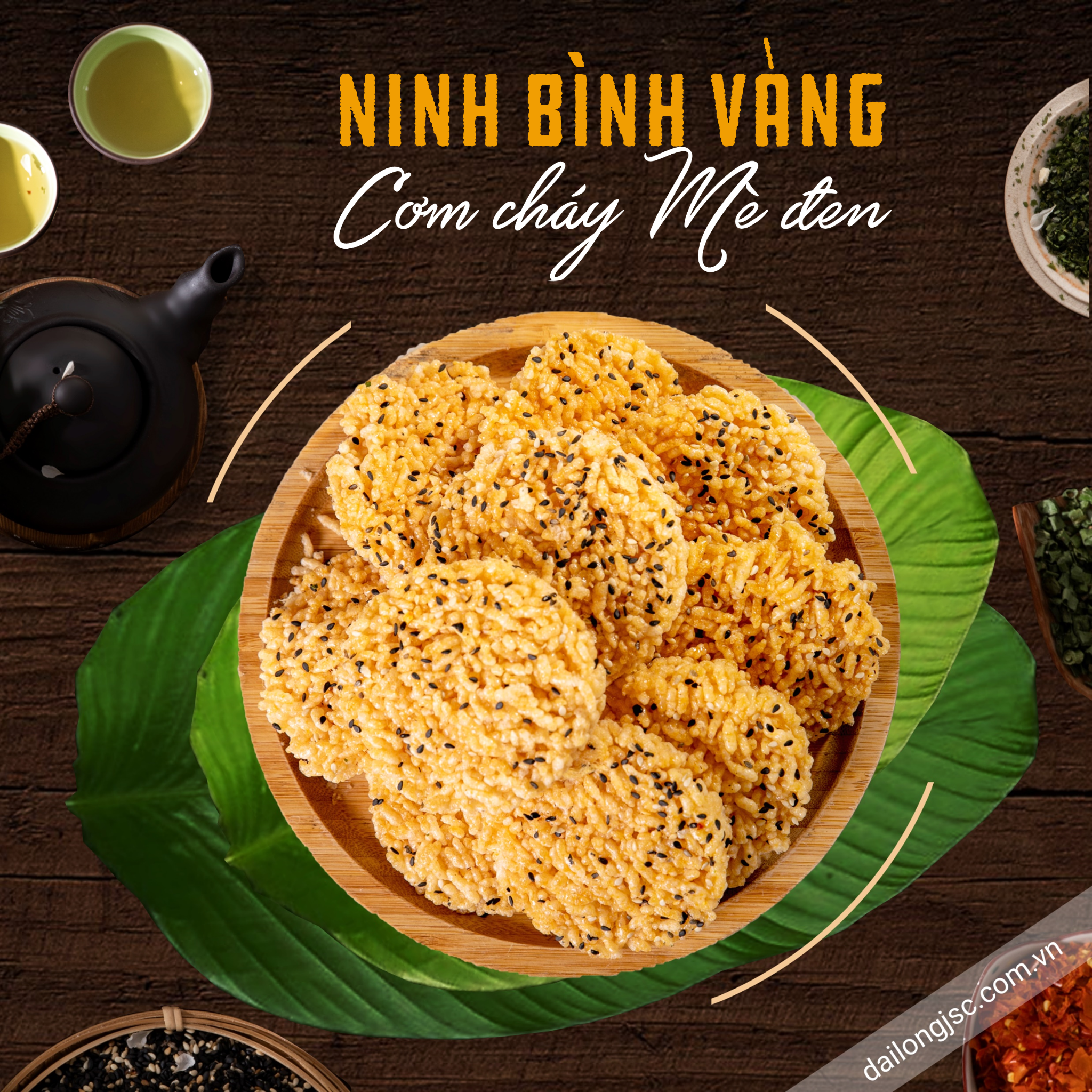  Cơm cháy Ninh Bình Vàng mè đen 45 g (3 gói x 15 g/ gói) 