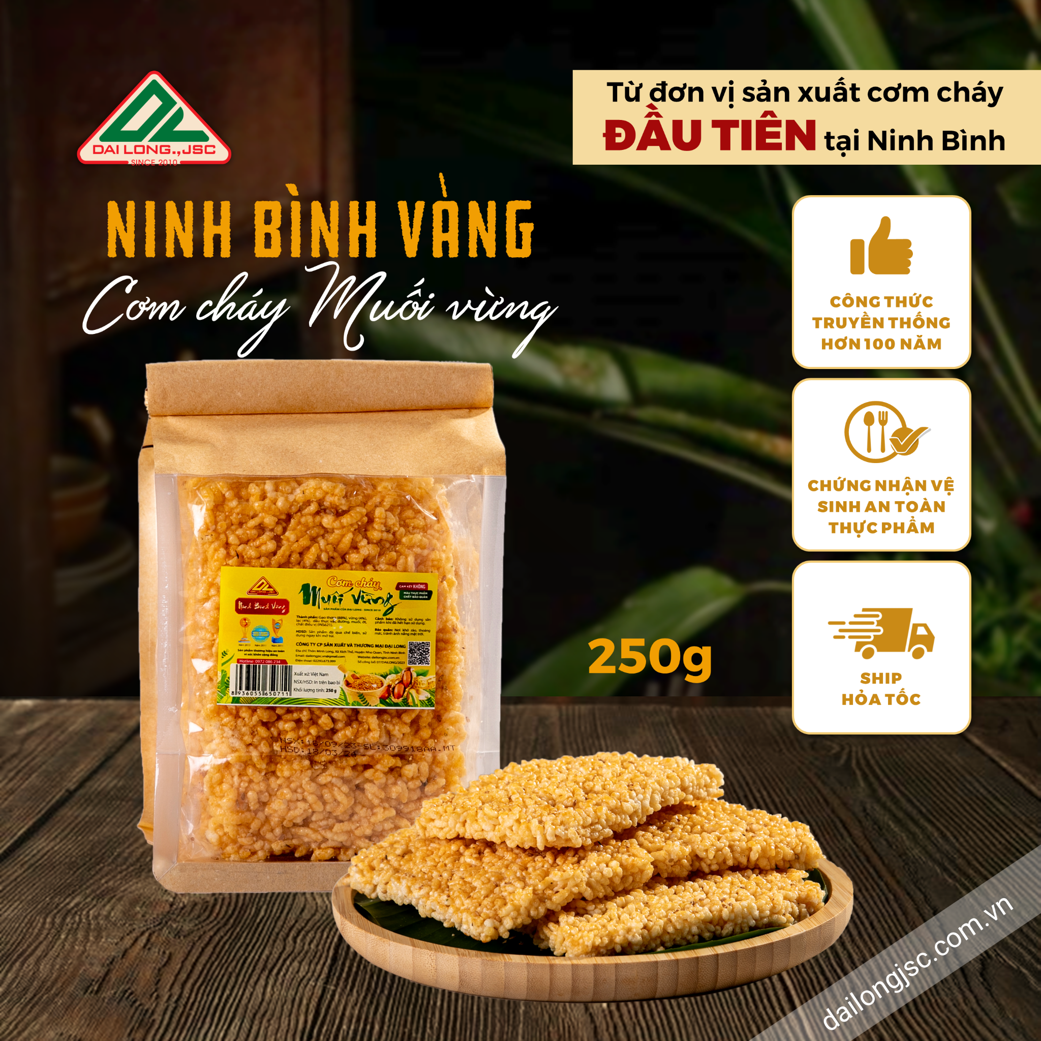  Cơm cháy Ninh Bình Vàng muối vừng 250g 