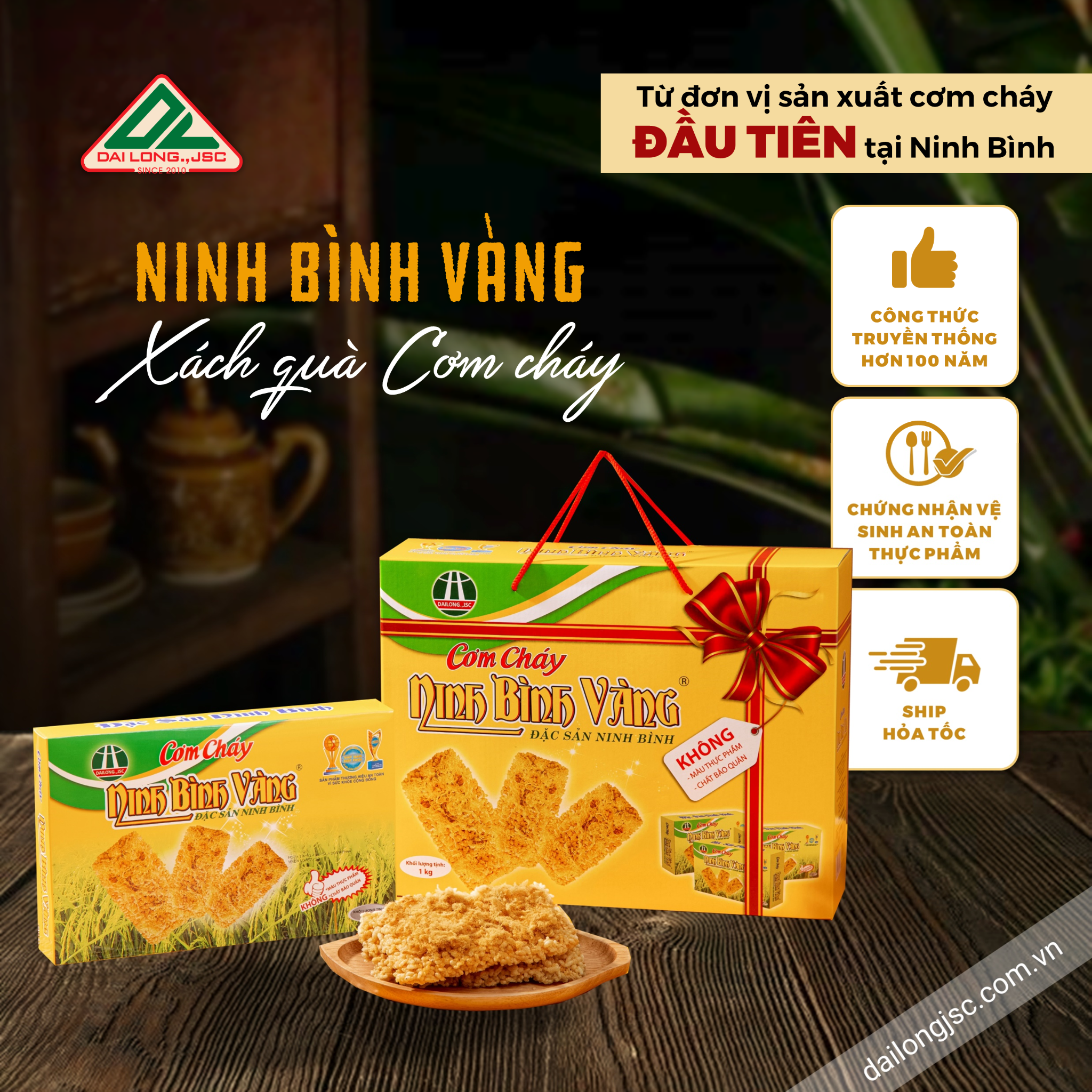  Xách quà Ninh Bình Vàng cơm cháy 250 g - xách 4 hộp 
