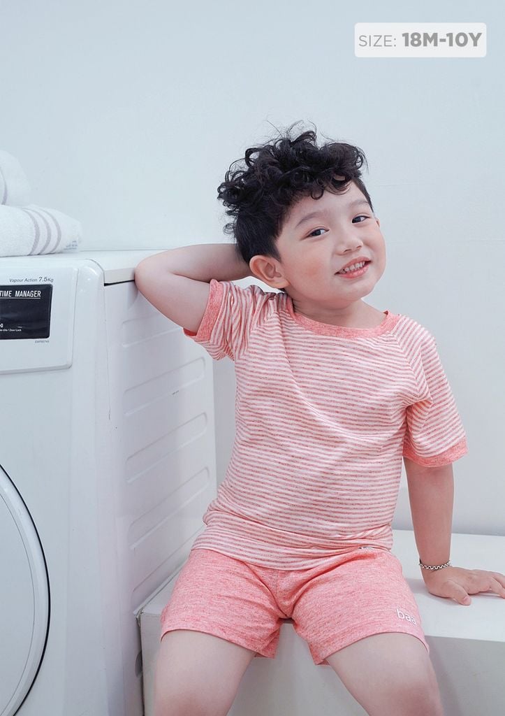 Đồ Bộ Tencel Raglan Kháng Khuẩn Cho Bé Sọc Hồng
