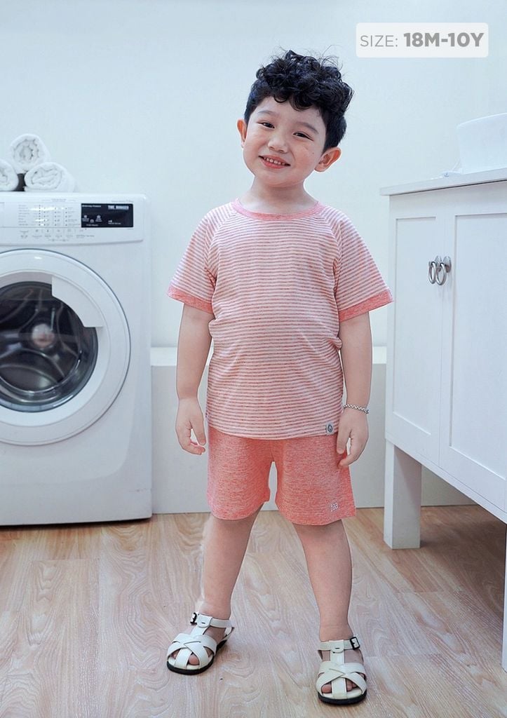 Đồ Bộ Tencel Raglan Kháng Khuẩn Cho Bé Sọc Hồng