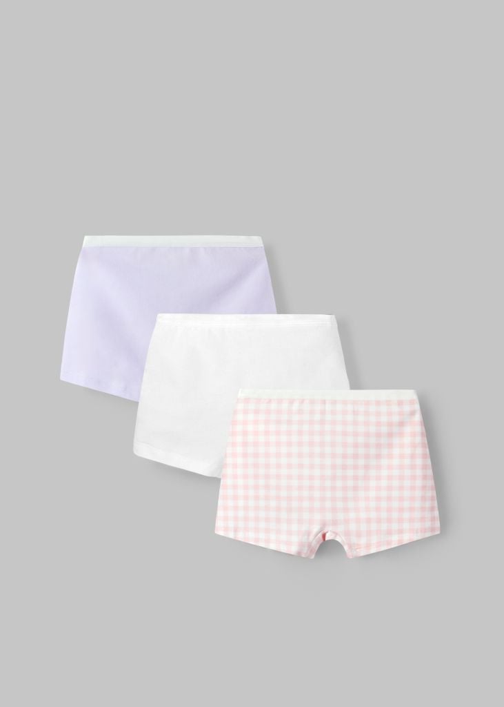 Set 3 Quần Chip Đùi Cotton Bé Gái Trắng Phối Hồng (Ngẫu Nhiên)