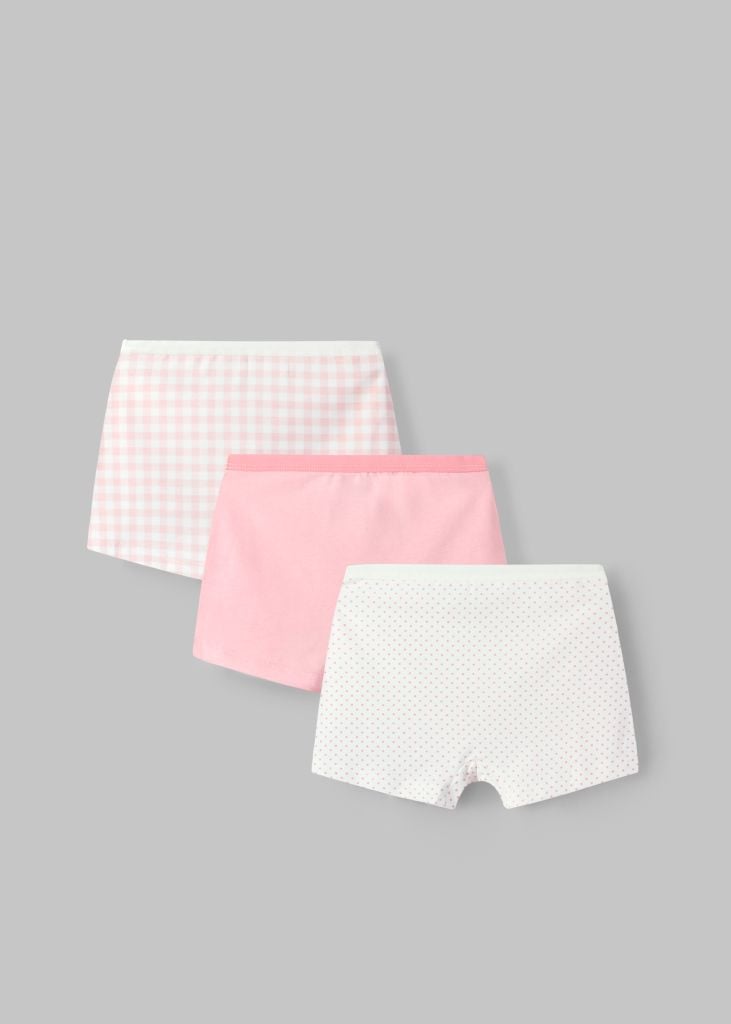 Set 3 Quần Chip Đùi Cotton Bé Gái Trắng Phối Hồng (Ngẫu Nhiên)
