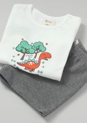 Set Thun Kiểu Sơ Sinh Bé Trai Trắng Phối Xám Khủng Long