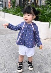 Áo Khoác Có Nón Sơ Sinh Bé Gái Xanh Hoa