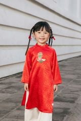 Hoa Quả - Set Áo Dài Thêu Cao Cấp Bé Gái Đỏ