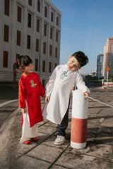 Hoa Quả - Set Áo Dài Thêu Cao Cấp Bé Gái Đỏ