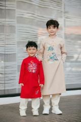 Rồng Rắn Lên Mây - Set Áo Dài Thêu Cao Cấp Bé Trai Be