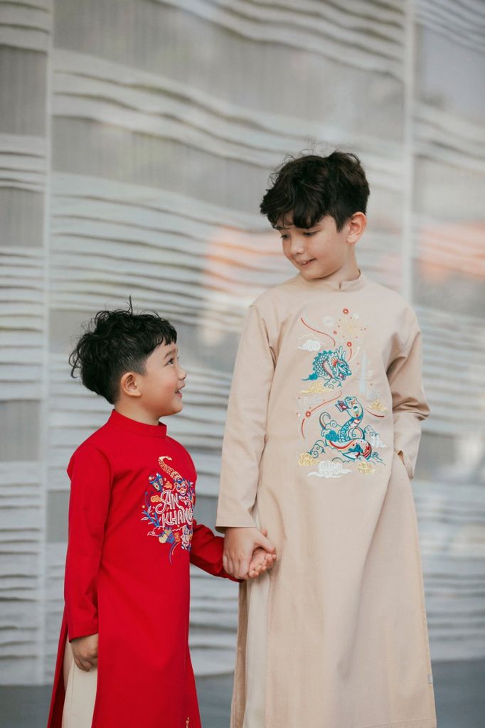An Khang - Set Áo Dài Thêu Cao Cấp Bé Trai Đỏ