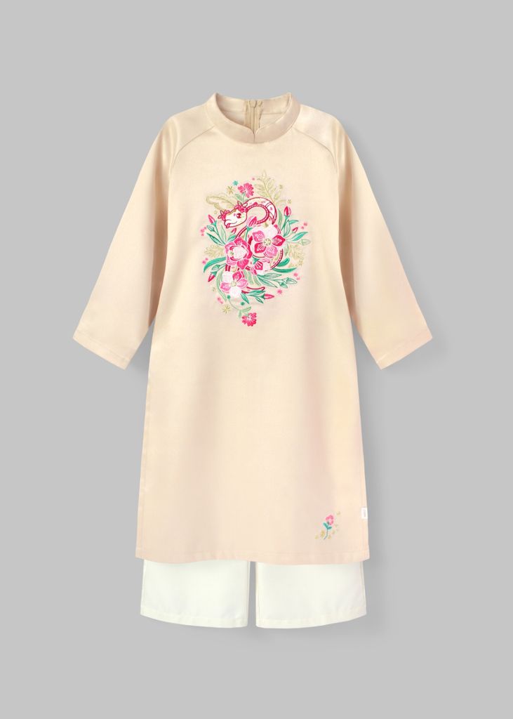 Giọt Nắng - Set Áo Dài Thêu Cao Cấp Bé Gái Be