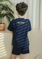 Set Thun Form Rộng Bé Trai 210gsm Navy Cá Mập