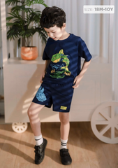 Set Thun Form Rộng Bé Trai 210gsm Navy Cá Mập