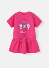 Set Áo Thun Lửng & Chân Váy Bé Gái 210gsm Hồng Unicorn Ballet