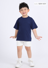 Áo Thun Form Rộng Bé Trai 210gsm Xanh Thêu Logo 02