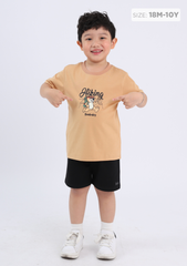 Đồ Bộ Ngắn Tay Bé Trai Nâu Gấu Hiking
