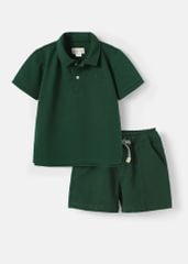 Set Polo Bé Trai Xanh Lá Thêu Logo