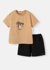 Đồ Bộ Ngắn Tay Bé Trai Nâu Gấu Hiking